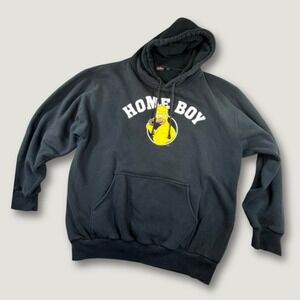 The Simpsons Homer Hoodie Mens L Black Pullover Graphic Sweatshirt